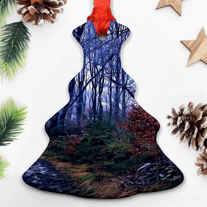 Forest Beeches Way Winter Snow Ornament (Christmas Tree) 