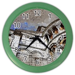 Building Architecture Columns Color Wall Clock by Wegoenart