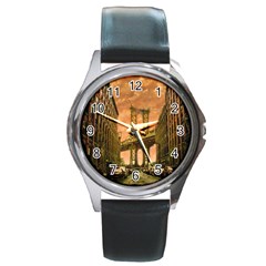 Architecture Buildings City Bridge Round Metal Watch by Wegoenart