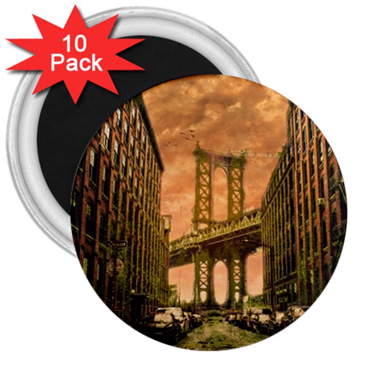 Architecture Buildings City Bridge 3  Magnets (10 pack) 