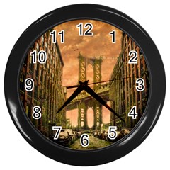 Architecture Buildings City Bridge Wall Clock (black) by Wegoenart