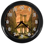 Architecture Buildings City Bridge Wall Clock (Black) Front