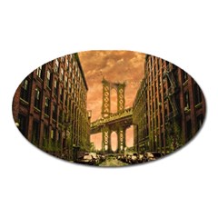 Architecture Buildings City Bridge Oval Magnet by Wegoenart