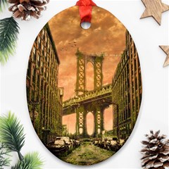 Architecture Buildings City Bridge Oval Ornament (two Sides) by Wegoenart