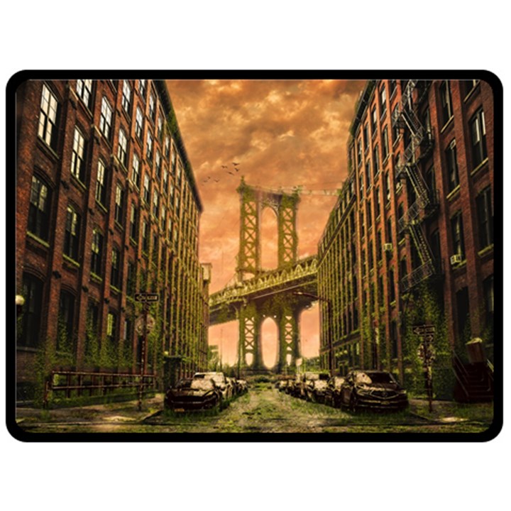 Architecture Buildings City Bridge Fleece Blanket (Large) 