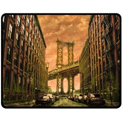 Architecture Buildings City Bridge Fleece Blanket (medium)  by Wegoenart