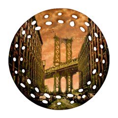 Architecture Buildings City Bridge Round Filigree Ornament (two Sides) by Wegoenart