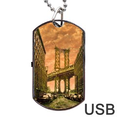 Architecture Buildings City Bridge Dog Tag Usb Flash (two Sides) by Wegoenart