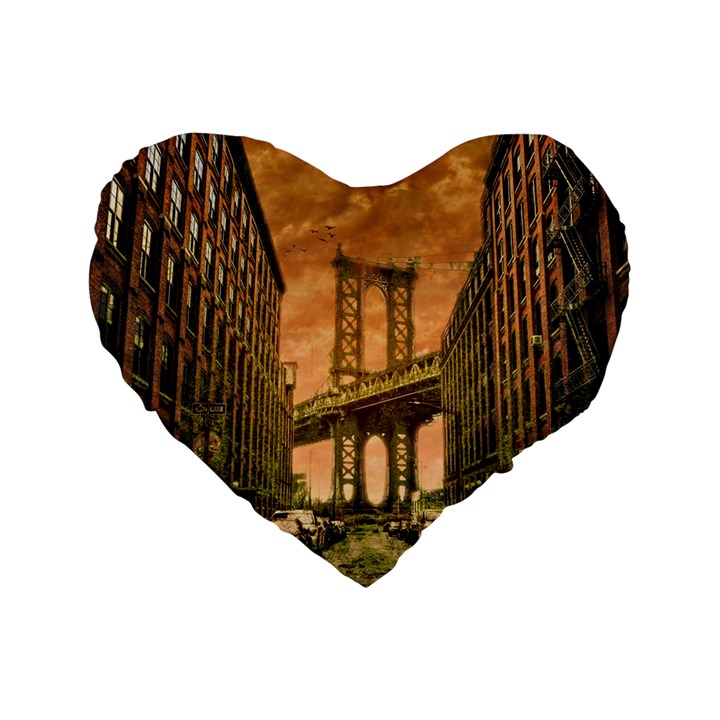 Architecture Buildings City Bridge Standard 16  Premium Heart Shape Cushions