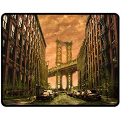 Architecture Buildings City Bridge Double Sided Fleece Blanket (medium)  by Wegoenart