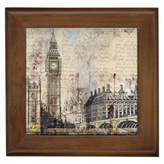 London Westminster Bridge Building Framed Tiles by Wegoenart