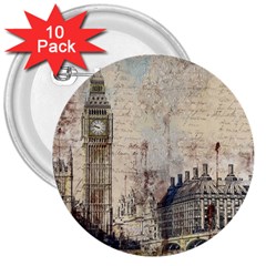 London Westminster Bridge Building 3  Buttons (10 pack) 