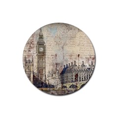 London Westminster Bridge Building Rubber Round Coaster (4 pack) 