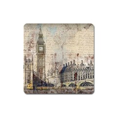 London Westminster Bridge Building Square Magnet by Wegoenart