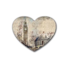 London Westminster Bridge Building Rubber Coaster (heart)  by Wegoenart