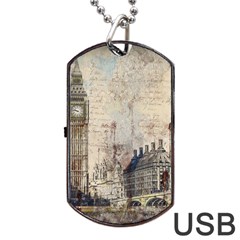 London Westminster Bridge Building Dog Tag Usb Flash (one Side) by Wegoenart