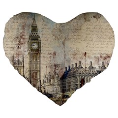 London Westminster Bridge Building Large 19  Premium Heart Shape Cushions