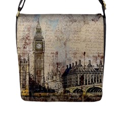 London Westminster Bridge Building Flap Closure Messenger Bag (L)