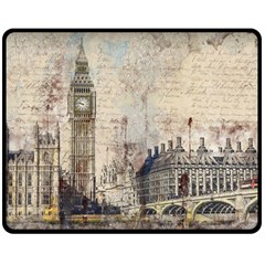 London Westminster Bridge Building Double Sided Fleece Blanket (medium)  by Wegoenart