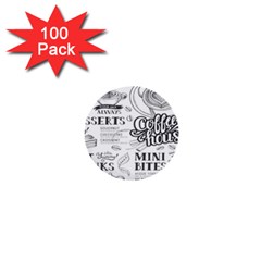 Vintage Coffee Tea Cafe Hamburger Menu Coffee Shop Menu 1  Mini Buttons (100 pack) 