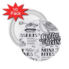 Vintage Coffee Tea Cafe Hamburger Menu Coffee Shop Menu 2.25  Buttons (10 pack) 