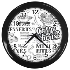 Vintage Coffee Tea Cafe Hamburger Menu Coffee Shop Menu Wall Clock (Black)