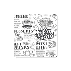 Vintage Coffee Tea Cafe Hamburger Menu Coffee Shop Menu Square Magnet