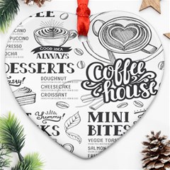 Vintage Coffee Tea Cafe Hamburger Menu Coffee Shop Menu Heart Ornament (Two Sides)