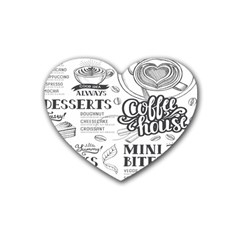 Vintage Coffee Tea Cafe Hamburger Menu Coffee Shop Menu Rubber Coaster (Heart) 