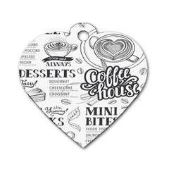 Vintage Coffee Tea Cafe Hamburger Menu Coffee Shop Menu Dog Tag Heart (One Side)