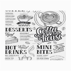 Vintage Coffee Tea Cafe Hamburger Menu Coffee Shop Menu Small Glasses Cloth (2 Sides)