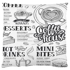 Vintage Coffee Tea Cafe Hamburger Menu Coffee Shop Menu Large Cushion Case (One Side)