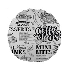 Vintage Coffee Tea Cafe Hamburger Menu Coffee Shop Menu Standard 15  Premium Round Cushions