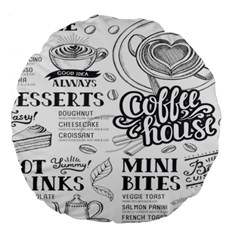 Vintage Coffee Tea Cafe Hamburger Menu Coffee Shop Menu Large 18  Premium Round Cushions