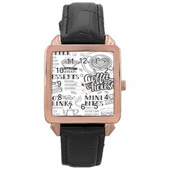 Vintage Coffee Tea Cafe Hamburger Menu Coffee Shop Menu Rose Gold Leather Watch 