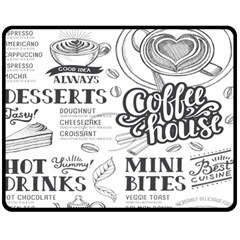 Vintage Coffee Tea Cafe Hamburger Menu Coffee Shop Menu Double Sided Fleece Blanket (Medium) 