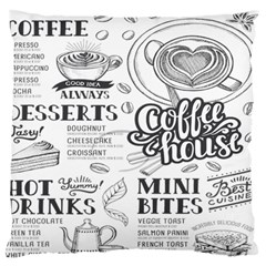 Vintage Coffee Tea Cafe Hamburger Menu Coffee Shop Menu Large Flano Cushion Case (Two Sides)