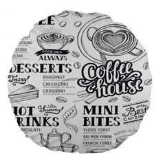 Vintage Coffee Tea Cafe Hamburger Menu Coffee Shop Menu Large 18  Premium Flano Round Cushions