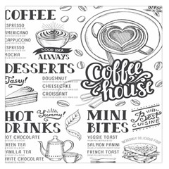 Vintage Coffee Tea Cafe Hamburger Menu Coffee Shop Menu Large Satin Scarf (Square)