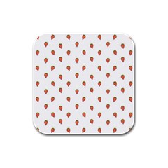 Cartoon Style Strawberry Pattern Rubber Square Coaster (4 Pack)  by dflcprintsclothing