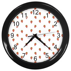 Cartoon Style Strawberry Pattern Wall Clock (black)