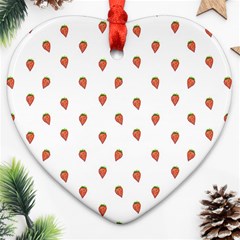 Cartoon Style Strawberry Pattern Heart Ornament (two Sides) by dflcprintsclothing