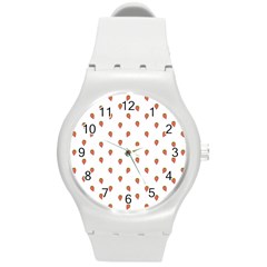 Cartoon Style Strawberry Pattern Round Plastic Sport Watch (m)