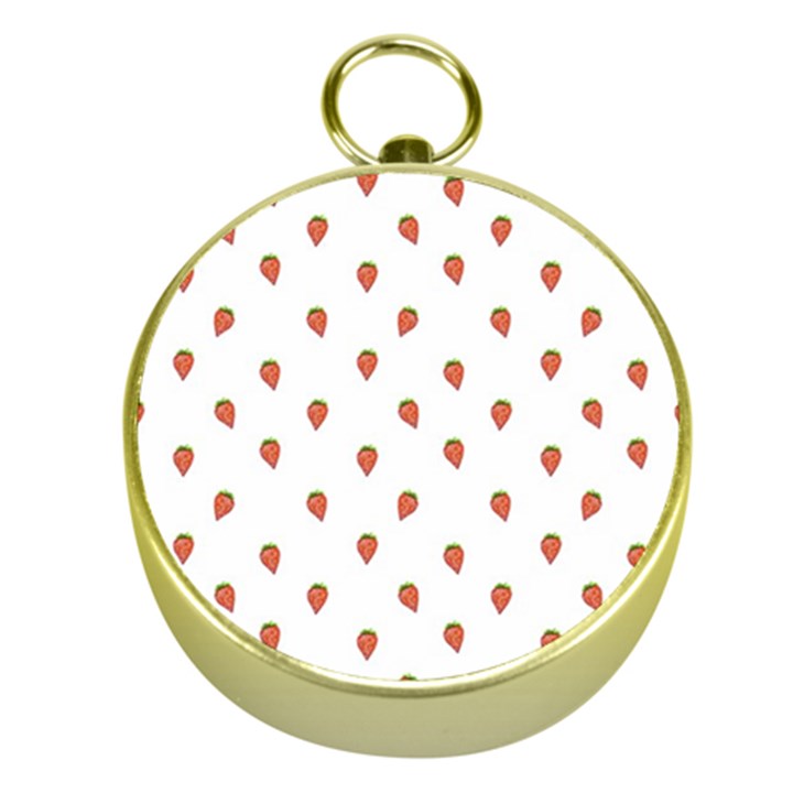 Cartoon Style Strawberry Pattern Gold Compasses