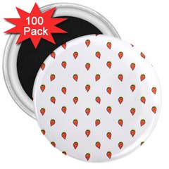 Cartoon Style Strawberry Pattern 3  Magnets (100 Pack) by dflcprintsclothing