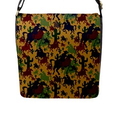 Cowboys Pattern Flap Closure Messenger Bag (L)