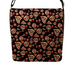 Pizza Pattern Flap Closure Messenger Bag (l) by bloomingvinedesign