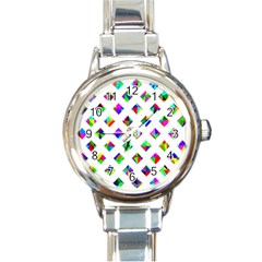 Rainbow Lattice Round Italian Charm Watch by Mariart