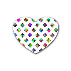 Rainbow Lattice Rubber Coaster (heart)  by Mariart