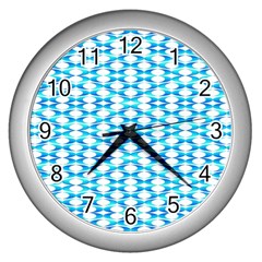 Fabric Geometric Aqua Crescents Wall Clock (silver)